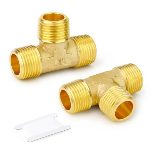 Image of GASHER 2PCS Brass Male Tee Pipe Fitting T Adapter, 3 Way Brass Fitting 1 /8 inch x 1 /8 inch x 1 /8 inch NPT T Fitting