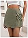 Floerns Women's Solid Wrap Front Linen Skirt Shorts Drawstring Knot Side Skort Shorts Army Green Large