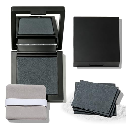 Oil Blotting Paper with Powder - 100 Sheets with Mirror, Puff & Refills, Absorbs Excess Face Oil, Controls Shine, Gentle for Makeup Use