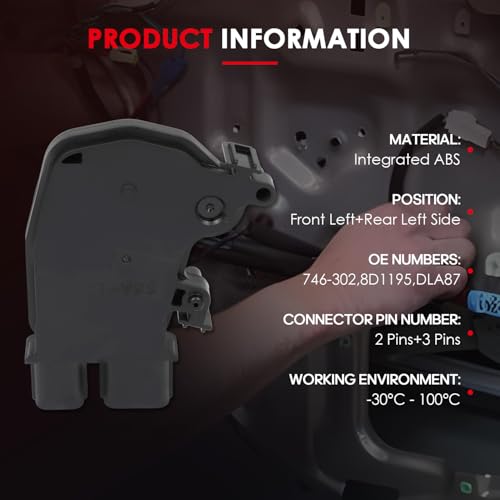 Image of CCIYU Door Latch Lock Actuator Fit for 2003 2004 2005 2006 2007 For Honda Pilot, Door Lock Actuator Front Left+Rear Left Side Latches Assembly, Replaces # 746-302,8D1195
