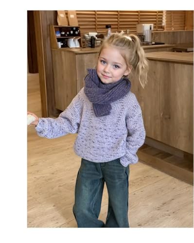 Girls Knit Sweater Long Sleeve Crewneck Solid Pullover Knit Tops2