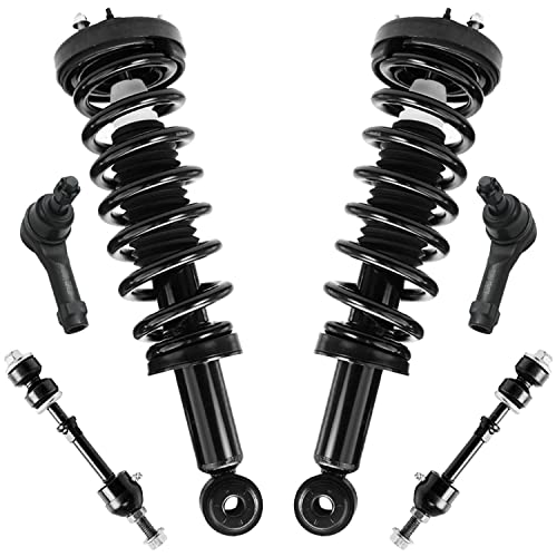 Image of Detroit Axle - 2WD Front Suspension Kit for 2005-2008 Ford F-150 Lincoln Mark LT, 2 Ready Struts w /Coil Spring 2 Sway Bars 2 Outer Tie Rods 2006 2007 Replacement - 6pc Set
