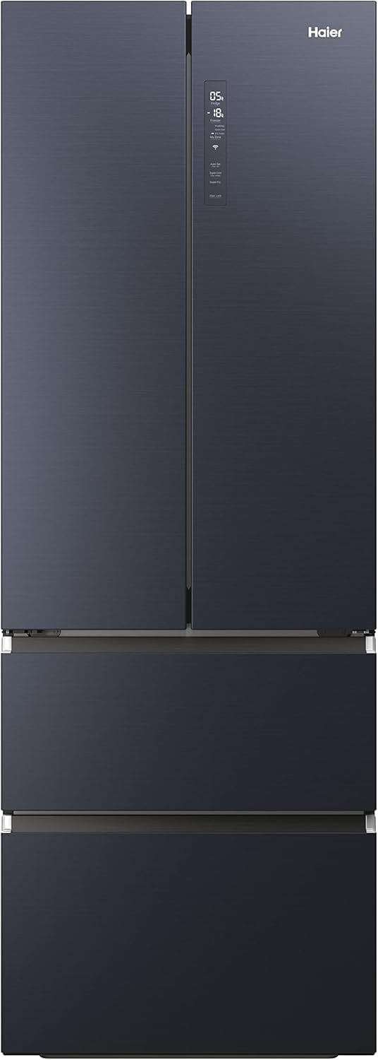 Haier HFW7720ENMB Kühl-Gefrier-Kombination/French Door/Farbe: Obsidian Black Inox / 477 Liter/MyZone Plus/Humidity Zone/Smart Home: Integriertes Wi-Fi/Auch Per HOn App Steuerbar
