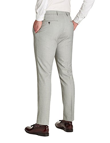 HBDesign Mens Casual Fashion Slim Fit Flat Straight Iron Free Pants Light Grey2
