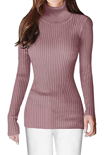 v28 Women Stretchable Turtleneck Knit Long Sleeve Slim Fit Sweater