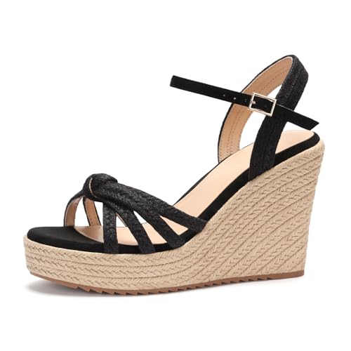 Image of VICKI.VICKI Wedges for Women Platform Sandals Wedge Heels for Sandals Comfortable Summer Espadrille Shoes Ankle Strap&Open Toe