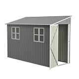 Stabile casetta da giardino in metallo – 1,2x3 m, capanno degli attrezzi con struttura in acciaio, resistente alle intemperie e sicuro, grigio (Grigio, 291x110,8x188,6 cm)