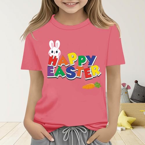 Happy Easter Short Sleeve Shirts for Girls Kids Teen Cute Funny Bunny Letter Print Tees Preppy Loose Casual 2t Girl Tops3
