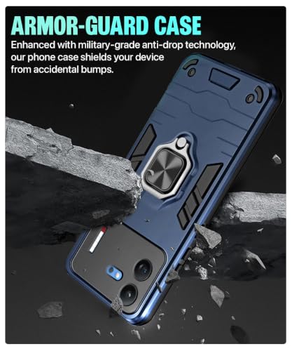 Image of WOW IMAGINE Shock Proof Back Case Mobile Cover for Nothing Phone 4b 5G | Back Cover Case (Tough Armor | Hybrid PC + TPU | Ring Holder & in-Built Kickstand | Blue)