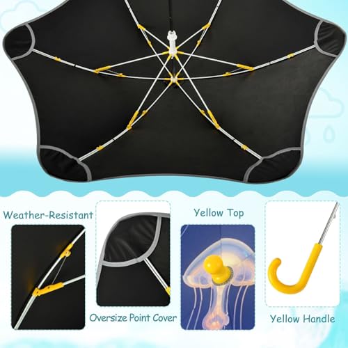 Paraguas para niños de 3 a 8 años azul con medusas para viento y sol con reflectante 4
