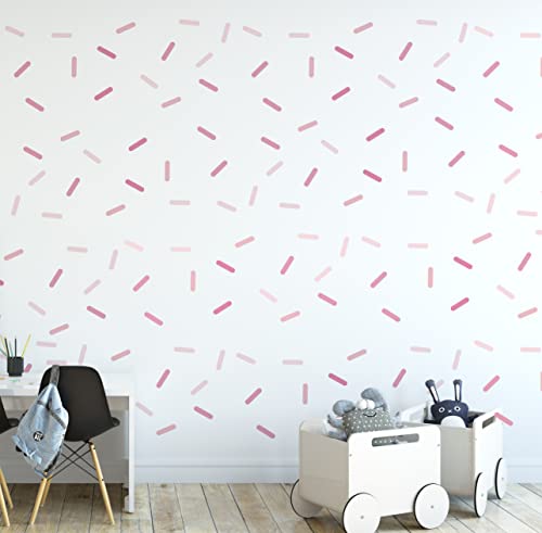 QuoteMyWall 120 pinke Pastell-Sprinkles-Wandsticker für Mädchen und Schlafzimmer, Kinderzimmer, Wandkunst, Dekoration, entfernbares Vinyl Cover