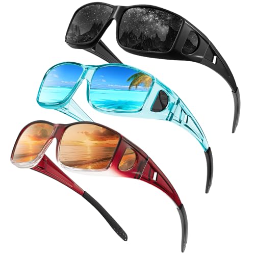 QALLY Sunglasses Over Glasses Women Men, Wrap Around Fit Over Polarized Sunglasses with UV400 for...