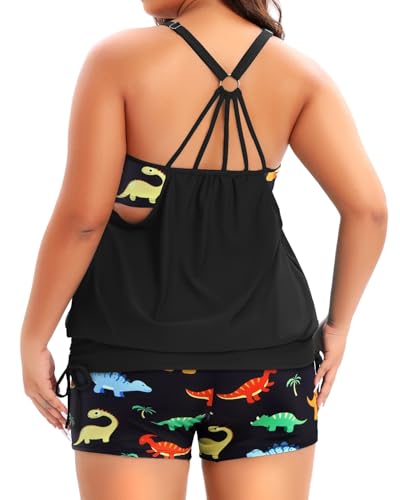 Image of Holipick Plus Size Tankini Swimsuits for Women Two Piece Tummy Control Bathing Suit Blouson Tankini Top with Shorts
