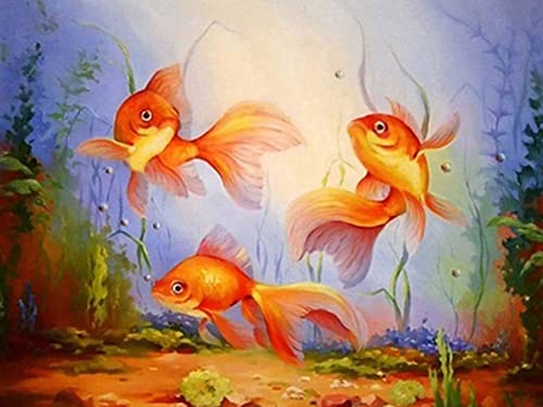 Zeyevan DIY Diamond Painting Animal de peces de colores Por Número Kit, 5D Punto De Cruz Diamante Pintura Bordado Artes Kit De Punto De Cruz Para Decoración De La Pared Del Hogar 30x40cm Z001 Cover