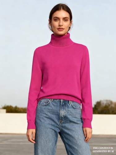 Image of DAIMIDY Turtleneck Sweaters for Women Long Sleeve Pullover Tops | Knitted Material| Soft, Warm and Breathable| High Resilience and Tensile Strength Design| Business Casual Tops| Dailywear