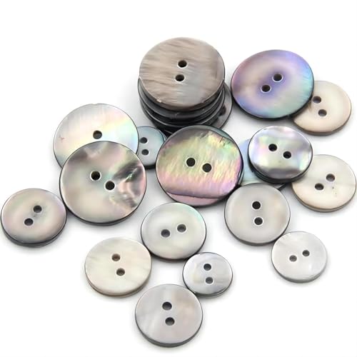 HXJDAM Paquete de 20 Botones de Nácar Natural, Botones de Concha Lisos y Brillantes, 2 Agujeros, 25 mm. Botones de Moda para Camisas, Chaquetas, Trajes, Abrigos