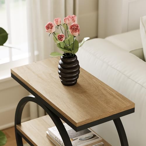 1Easylife Side Table, 3 Tier End Table, Small Accent Table, Natural Brown - Image 5