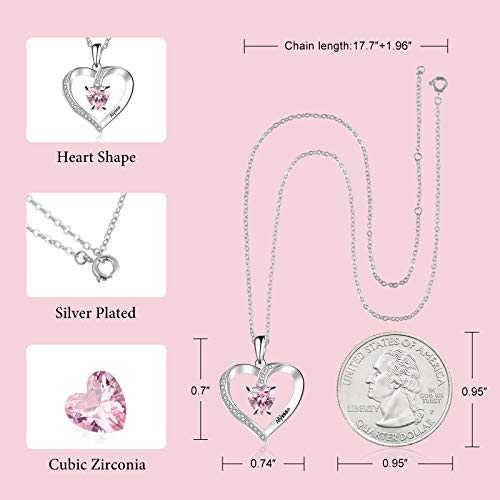 Gemszoo Personalized Heart Necklace with Birthstone and Name Pendant Mother's Day Jewelry Gifts for Women Wife4