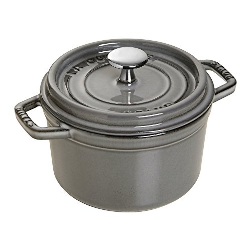 Image of Staub Cast Iron 0.75-qt Round Cocotte - Graphite Grey, Made in France