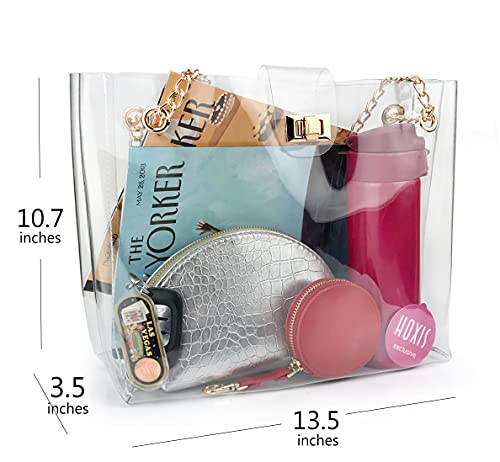 Multifunction Clear Chain Tote with Turn Lock Womens Shoulder Handbag - Image 6