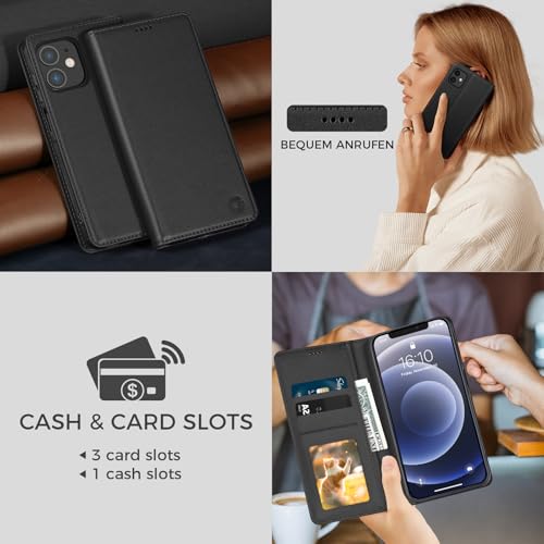 Kirnntca Handyhülle für iPhone 12/12 Pro Hülle, Kartenfach Premium PU Leder Klapphülle Schutzhülle… – Ansicht 5