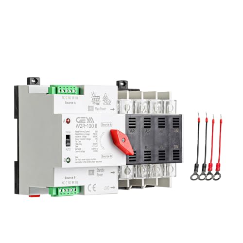 GEYA 4P 100A AC110V Automatic/Manual Transfer Switch,ATS Dual Power Auto Transfer Switch,Uninterruptible Millisecond-Level ATS,DIN Rail Mounting（W2R 4P 63A AC110V）