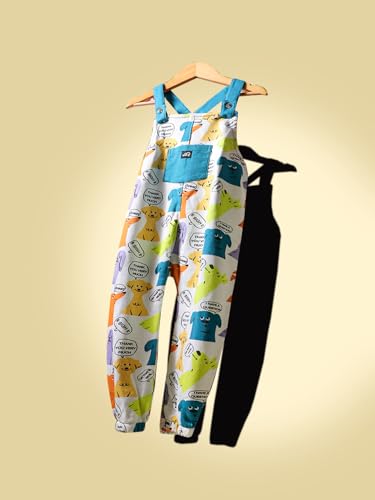 Image of Whistle & Hops Kid's Cotton Casual Comfortable Dogs Chitchat Dungaree For Boys