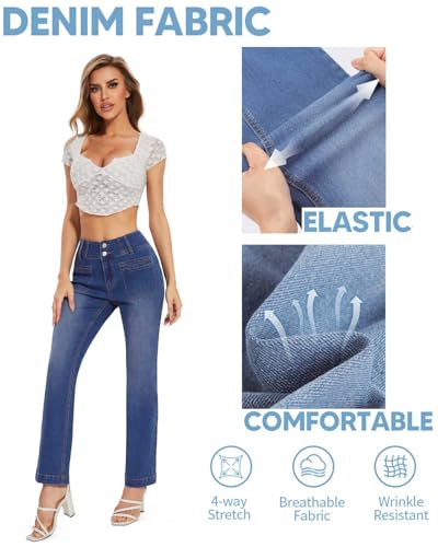 KIWI RATA Wide Leg Jeans for Women, High Waisted Straight Leg Loose Stretchy Jeans, Boyfriend Baggy Denim Pants2