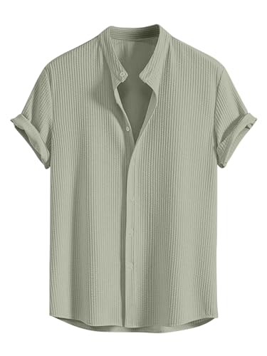 Image of GRECIILOOKS Men's Polycotton Regular Fit Casual Shirt | Stylish | Printed | Solid | Short Sleeve | Trendy (Available in Plus Size)