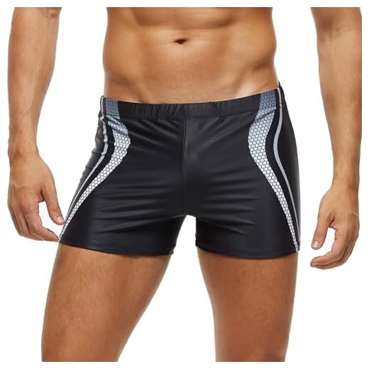 Arcweg Maillot de Bain Homme Boxer Doublure avec Rembourré Souple Amovible Cordon de Serrage Réglable Confortable Rayure Grise M