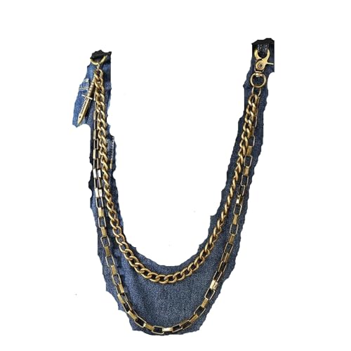 Cadena para pantalones y bolso de mezclilla para un look punk de doble capa