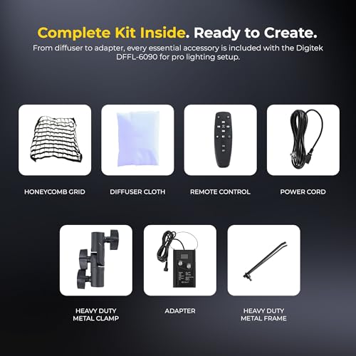 Image of Digitek(DFFL 6090) 200W Bi-Color Flexible Fabric LED Video Light with Remote & App Control, 1536 LEDs, 2700K-6500K±200K, 0-100% Dimming, 120 Beam Angle, 18000LM, Includes X Bracket, Diffuser