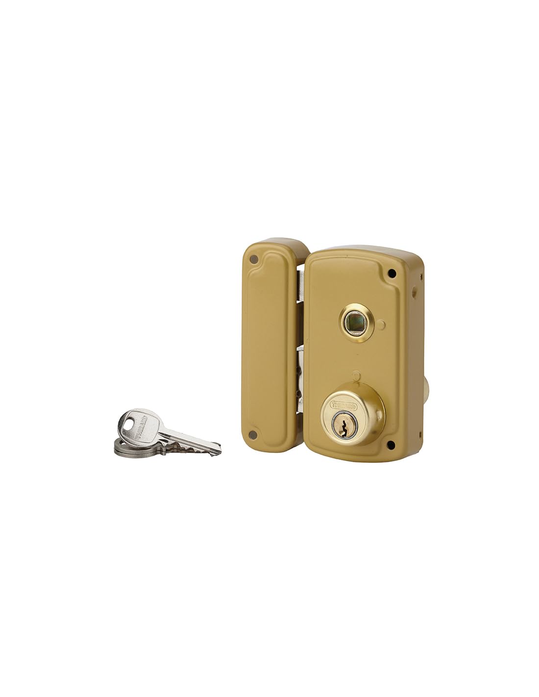 THIRARD - Serrure Verticale en Applique Double Entrée à Fouillot pour Porte d'Entrée - Gauche - 120 x 65 mm - Axe 35 mm - Marron - 3 Clés - Coffre et Gâche Acier Embouti - Mécanisme à 1 Tour