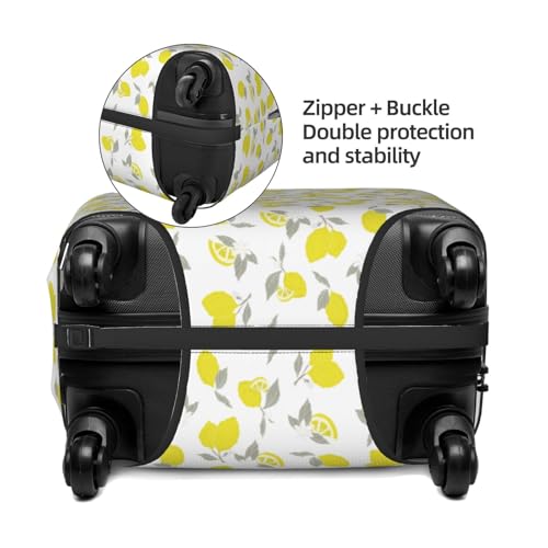 Yellow Lemon Leaves Print Luggage Cover For Suitcase,Washable Elastic Travel Suitcase Protector With Zipper Closure And Bottom Buckle – Fits 18-32" Luggage-Medium2