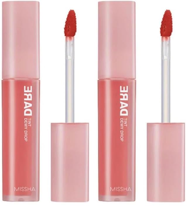 MISSHA Uzun Süre Kalıcı, Nemli Bitiş Sunan Parlak Tint Dare Tint Dewy Drop (Baby Coral) (2 paketi)