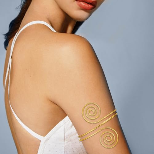 9Pcs Arm Cuff Bracelets for Women Gold Silver Upper Arm Bracelet Adjustable Minimalist Bangle Armband Jewelry Set Open Armlet Cuff Accessories2