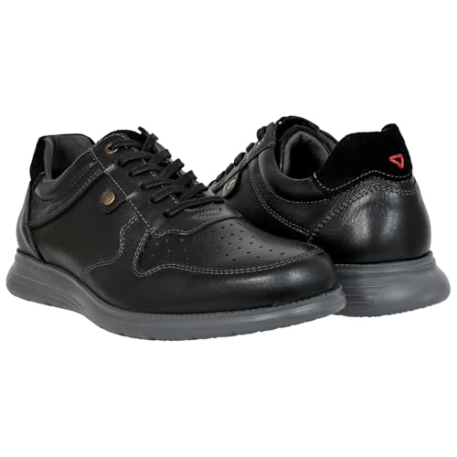 Image of Hx London Leather Men Perforations Round Toe Lightweight Sneakers