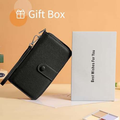 Image of Wristlet Wallets for Women RFID Blocking, Large Capacity Long Wallet Women Leather Credit Card Holder