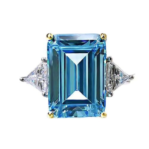 Bagues en argent 925 de prestige et pierres aigue-marine taille émeraude
