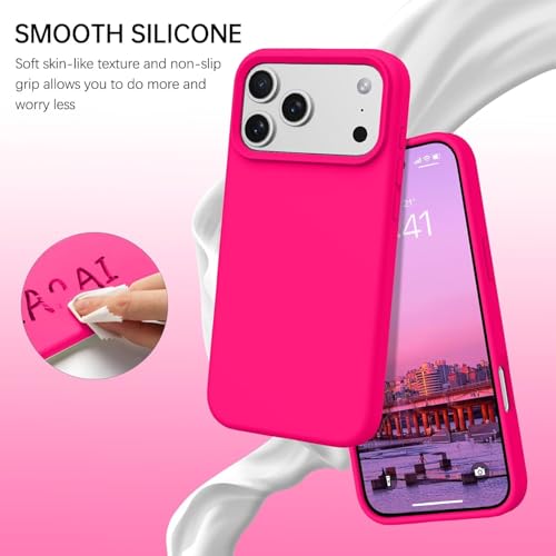 Image of Back Cover Compatible with iPhone 17 Pro Max Case Liquid Silicone Full Protection Shock Proof Back Cover for iPhone 17 Pro Max (Hot Pink)