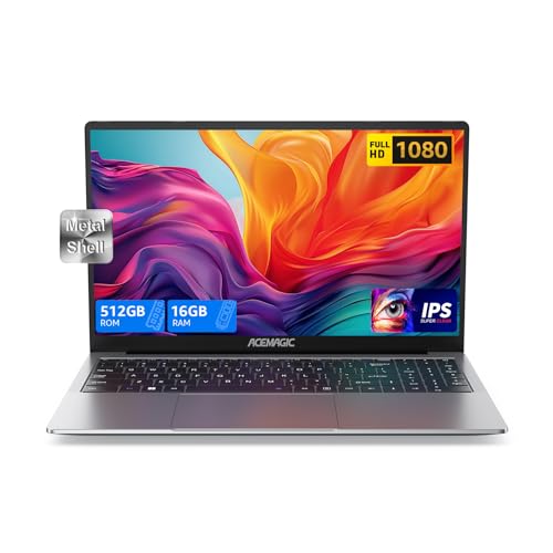 ACEMAGIC Laptop, Metallgehäuse, 15,6 Zoll FHD, 16 GB DDR4 512 GB SSD Notebook, In-tel Quad-Core N97(bis zu 3,60 GHz) schlägt N5095,Leichter Laptop 15 Zoll mit WiFi, BT5.0, USB 3.2×2, Type C,HDMI(Gray)