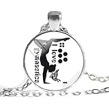 Collar de gimnasia con texto en inglés 'I love Gymnastics Keep Calm And Love Gimnasis Colgante de cúpula de cristal Redondo Joyería artesanal, nan