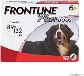 FRONTLINE Plus Flea and Tick Treatment for Dogs (Extra Large Dog, 89-132 Pounds, 6 Doses)