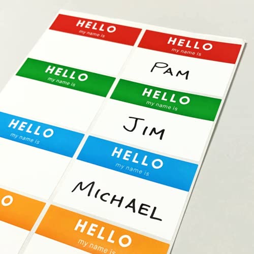 Hello My Name is, Labels Stickers, 5 Colours - 7.5 x 5cm, Pack of 250