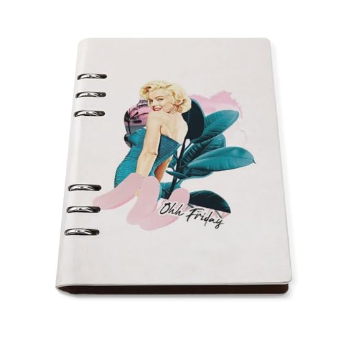 バインダーノート マリリンモンロー ルーズリーフノート システム手帳 手帳 日記帳 メモ帳 6穴 A5サイズ PUレザー リフィル手帳 文房具 オフィス用品