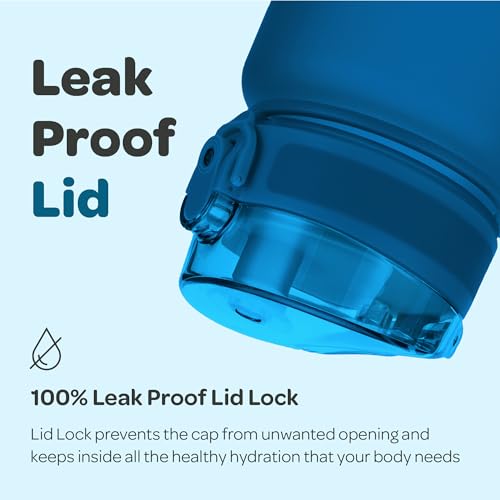 Hydracy Water Bottle with Infuser and Time Marking, 1 Litre, BPA-Free, Leak-Proof Sports Bottle, Condensation-Free Water Bottle, Ideal for Sports and Outdoor Activities, Midnight Blue