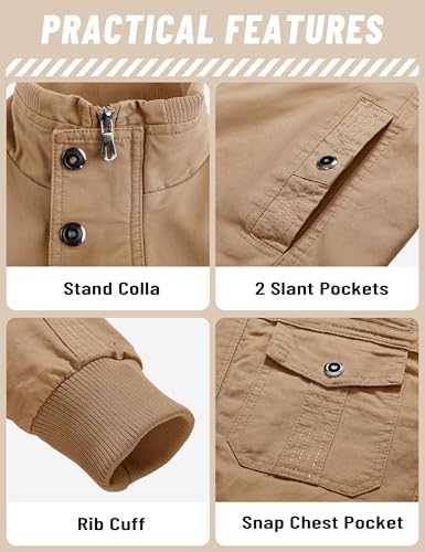 Image of TACVASEN Men's Lightweight Military Cotton Jacket Casual Windbreaker Coat