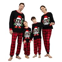 Neufigr Weihnachtspyjama Familie Set,Weihnachts Pyjama,Weihnachten Schlafanzug Familie,Matching Christmas Pyjama,Weihnachts Schlafanzug für Kinder (12 Jahre,01- Schwarz Rot)