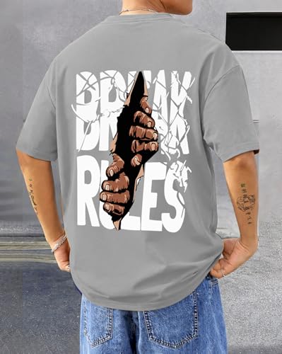 Image of AUSK Mens Loose Fit Oversized Printed Cotton T-Shirts Half Sleeve Drop Shoulder Men Tshirt