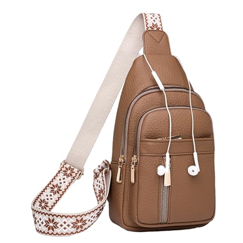 Bolso bandolera pequeño – Bolsa de viaje de un solo hombro | Riñonera casual con múltiples bolsillos, bolso de cuerpo, bolsa de pecho para mujer para viajes, Caqui, Refer to description